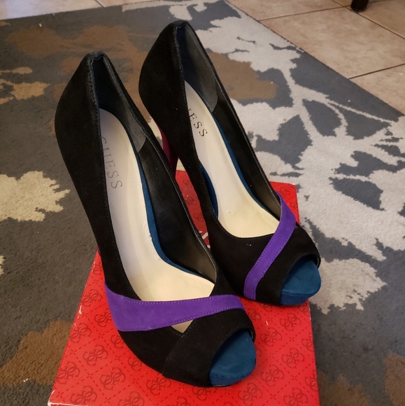 Multi color suede heels - Picture 1 of 4